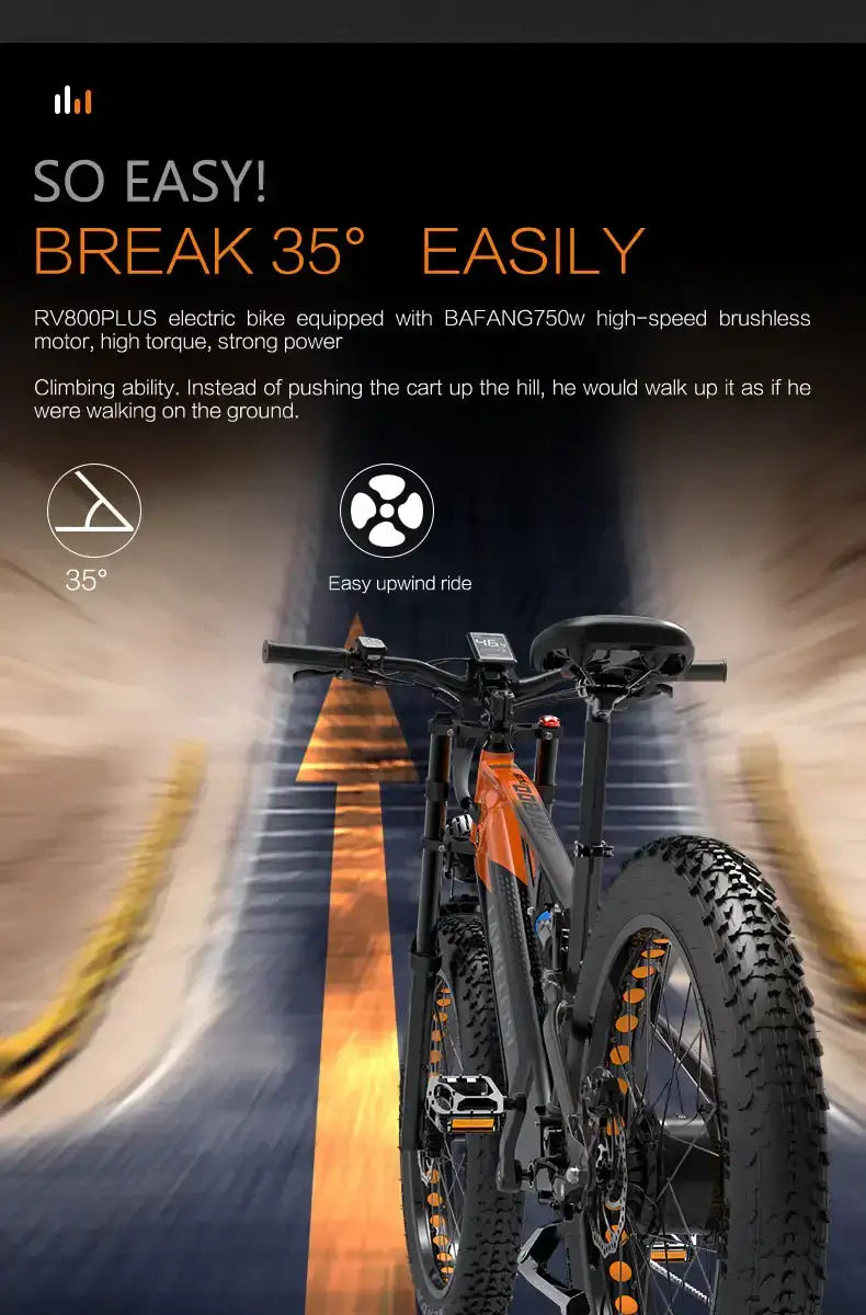 Lankeleisi RV800 Plus 750W Bafang Motor 26" Fat Bike 960Wh Full Suspension E-Mountain Bike E-MTB 48V 20Ah Battery - Buybestgear