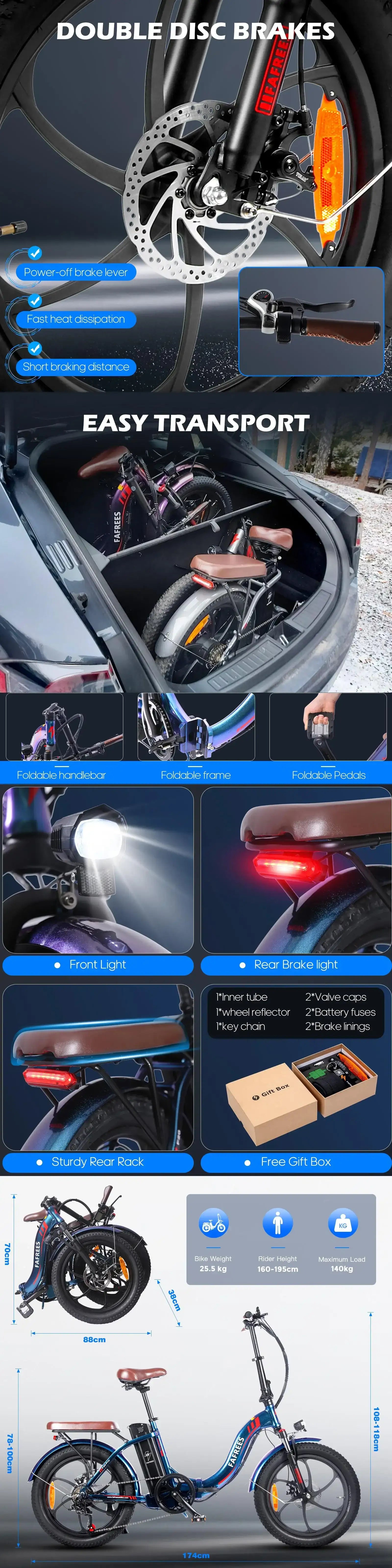 Fafrees F20 Pro 250W 20" Folding Electric Bike 648Wh City E-bike Electric Bike 36V 18Ah Battery - Buybestgear