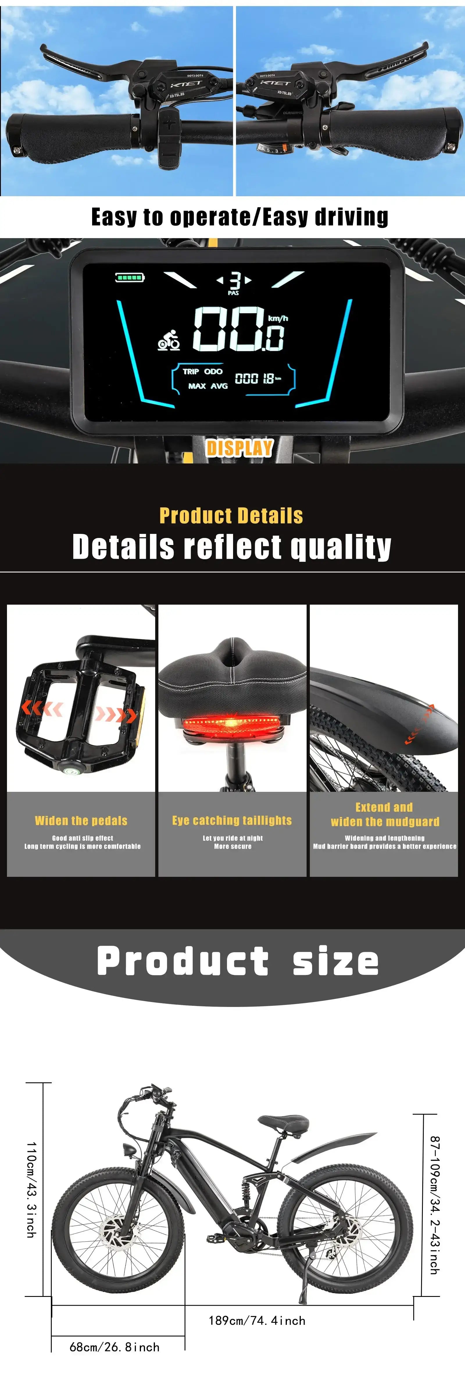 CMACEWHEEL AL26 500W*2 Dual Motor 26" E-Mountain Bike 816Wh EMTB With Torque Sensor 48V 17Ah Battery - Buybestgear