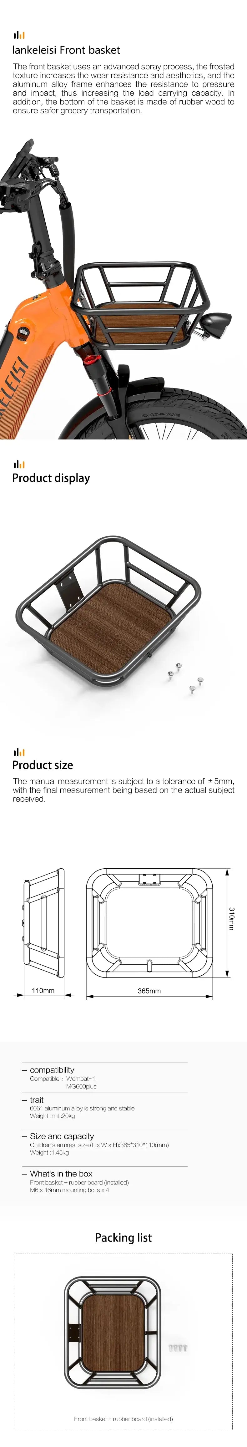 Panier avant pour Lankeleisi MG600 Plus et Wombat-1 - Buybestgear